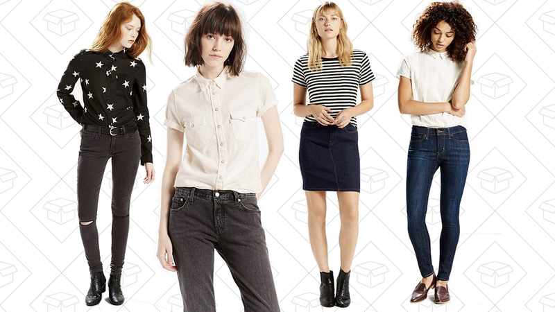 710 Super Skinny Jeans, $45 | Tailored Short Sleeve Shirt, $40 | Workwear Pencil Skirt, $35 | 711 Skinny Jeans, $45
